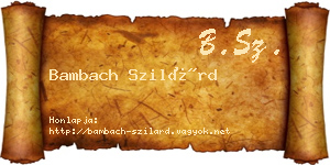 Bambach Szilárd névjegykártya